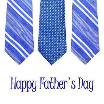 Happy Fathers Day text with group of blue ties