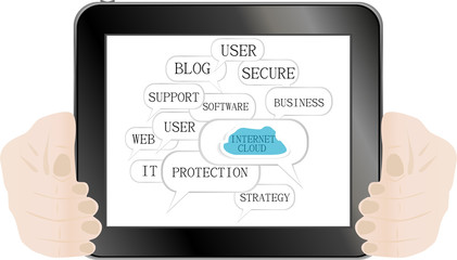 Black abstract tablet pc on white background