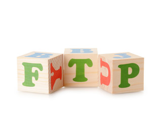 FTP word from wooden cubes