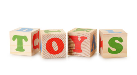 Toys word from wooden cubes