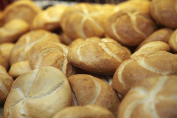 Pile of fresh rolls and fried