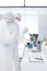 people studying in a lab