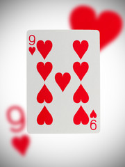 Playing card, nine of hearts