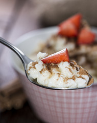 Portion of Rice Pudding with Cinnamon
