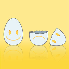 Eggs on yellow isolated background. Vector design.