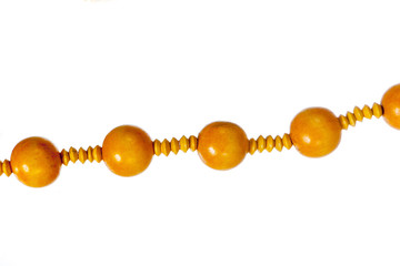 Wooden beads closeup isolated