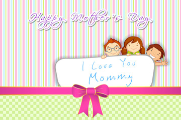 vector illustration of kids wishing Happy Mother's Day
