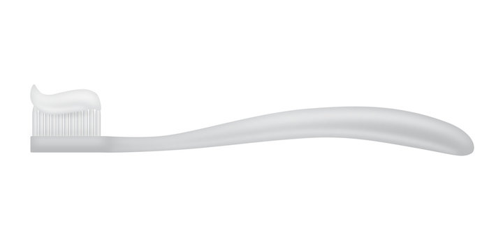 Markenneutrale graue Zahnbürste mit Zahnpasta – Vektor