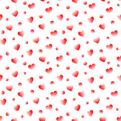 Red hearts and dots on white seamless pattern, vector