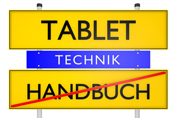Obraz premium Handbuch vs Tablet_konzeptionell Technik - 3D