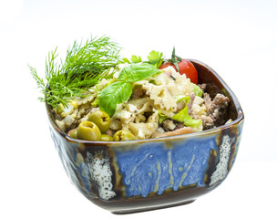 Macaroni salad with seafood