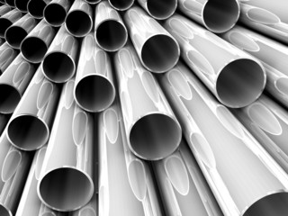 3D chrome tubes - high technology background.