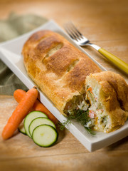 strudel with vegetables, selective focus