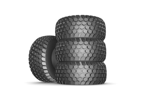 New tyres for truck with shadow isolated on white