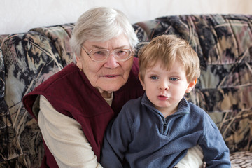 Great-grandmother with little boy