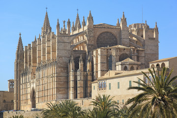 Fototapeta na wymiar Palma Cathedral City Walls Majorca