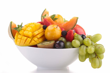 bowl of fruits isolated on white