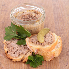 bread toast with meat spread