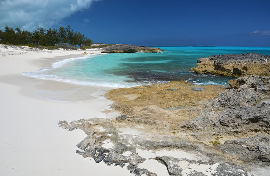 Desert beach of Little Exuma, Bahamas