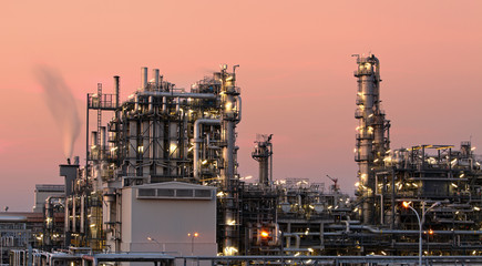 Oil refinery at twilight