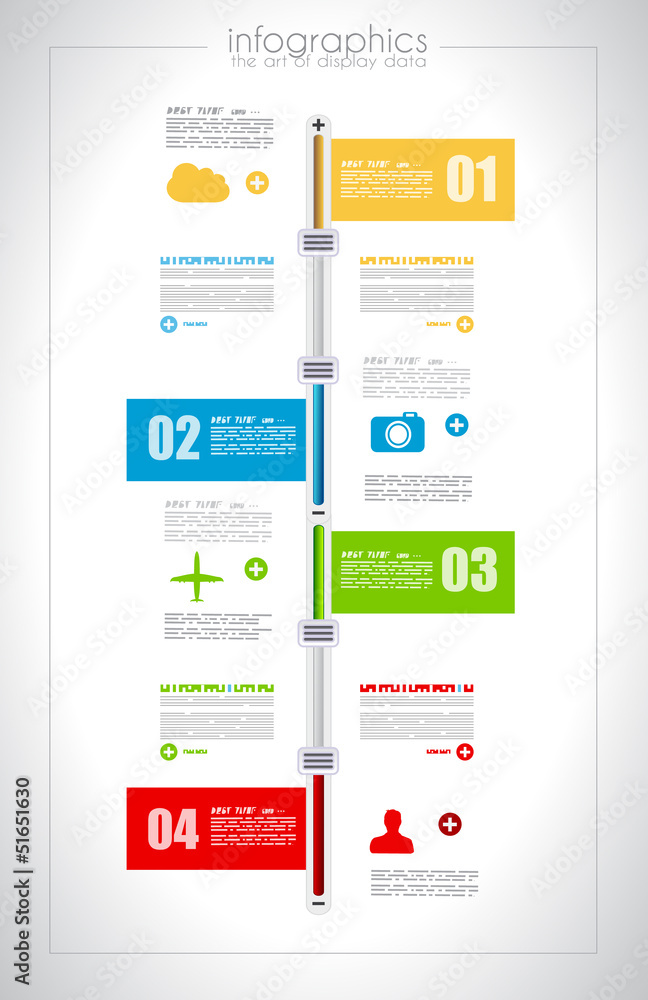 Poster Infographic design template with paper tags.