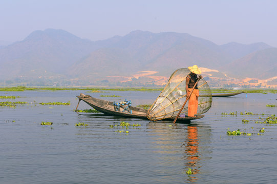 Fisherman on Inle lake, Myanmar