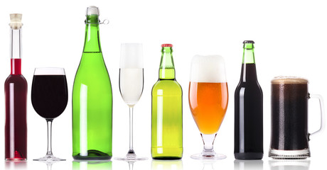 alcohol drinks set isolated