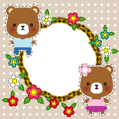 Cartoon illustration of sweet teddy bears