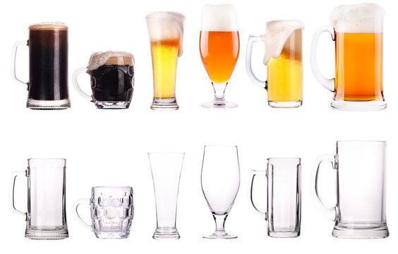 Beer glasses. Part of a collection of glasses and drinks