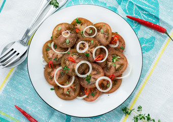 Kumato (brown) tomato salad