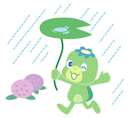 河童と雨とあじさい