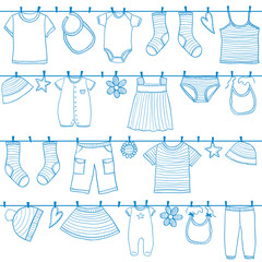 Children clothes on clothesline