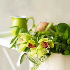 Closeup bridal orchid wreath