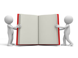 Two 3d persons carrying an opened book