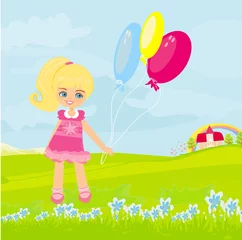  Gelukkig meisje met ballonnen. © diavolessa