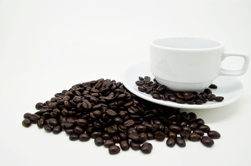 coffee beans and coffee  cup