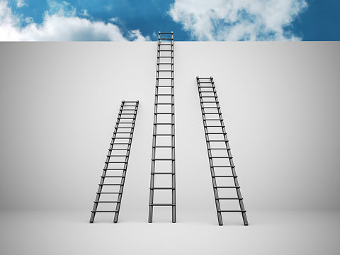 Three ladders on the wall