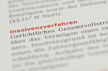 Insolvenzverfahren Überschrift Definition in einem Buch