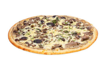 mushroom pizza on white background