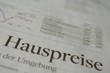 Hauspreise Überschrift in der Zeitung