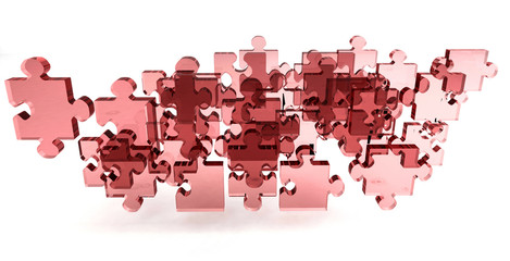 A 3d jigsaw puzzle on a white background
