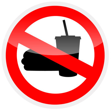 Sinal de proibição - Proibido comer e beber