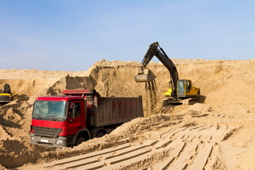 Excavator Loading Dumper Truck