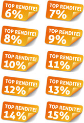 Sticker Set Top Rendite mit Prozent