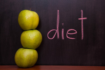 Apples on the chalkboard.