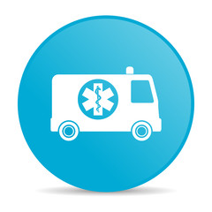 ambulance blue circle web glossy icon