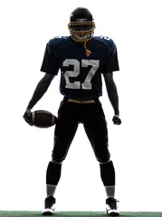 Tuinposter quarterback american football player man silhouette © snaptitude