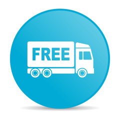 free delivery blue circle web glossy icon
