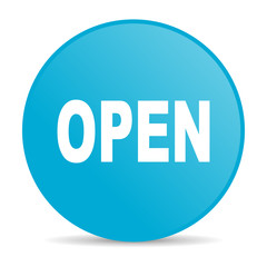 open blue circle web glossy icon