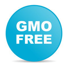 gmo free blue circle web glossy icon